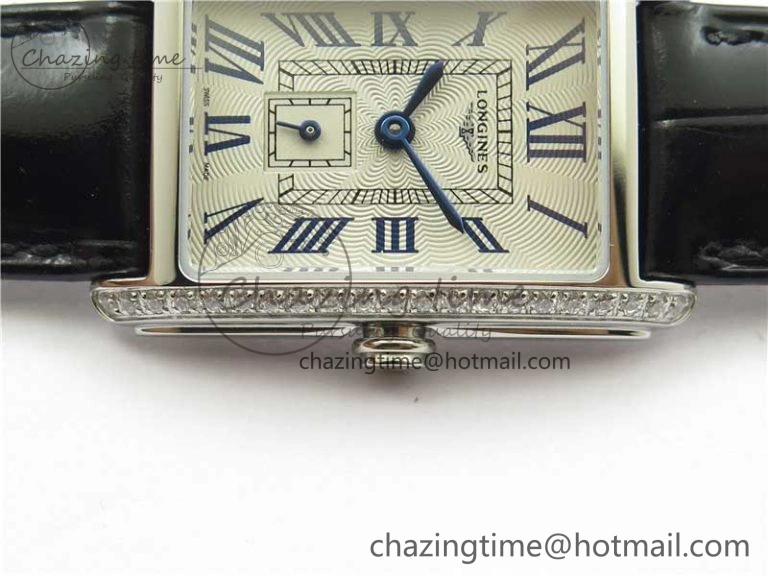 Doloevita SS Crystal Bezel 8848F 1:1 Best Edition Ivory White Textured Dial On Black Leather Strap Cal.L178.2