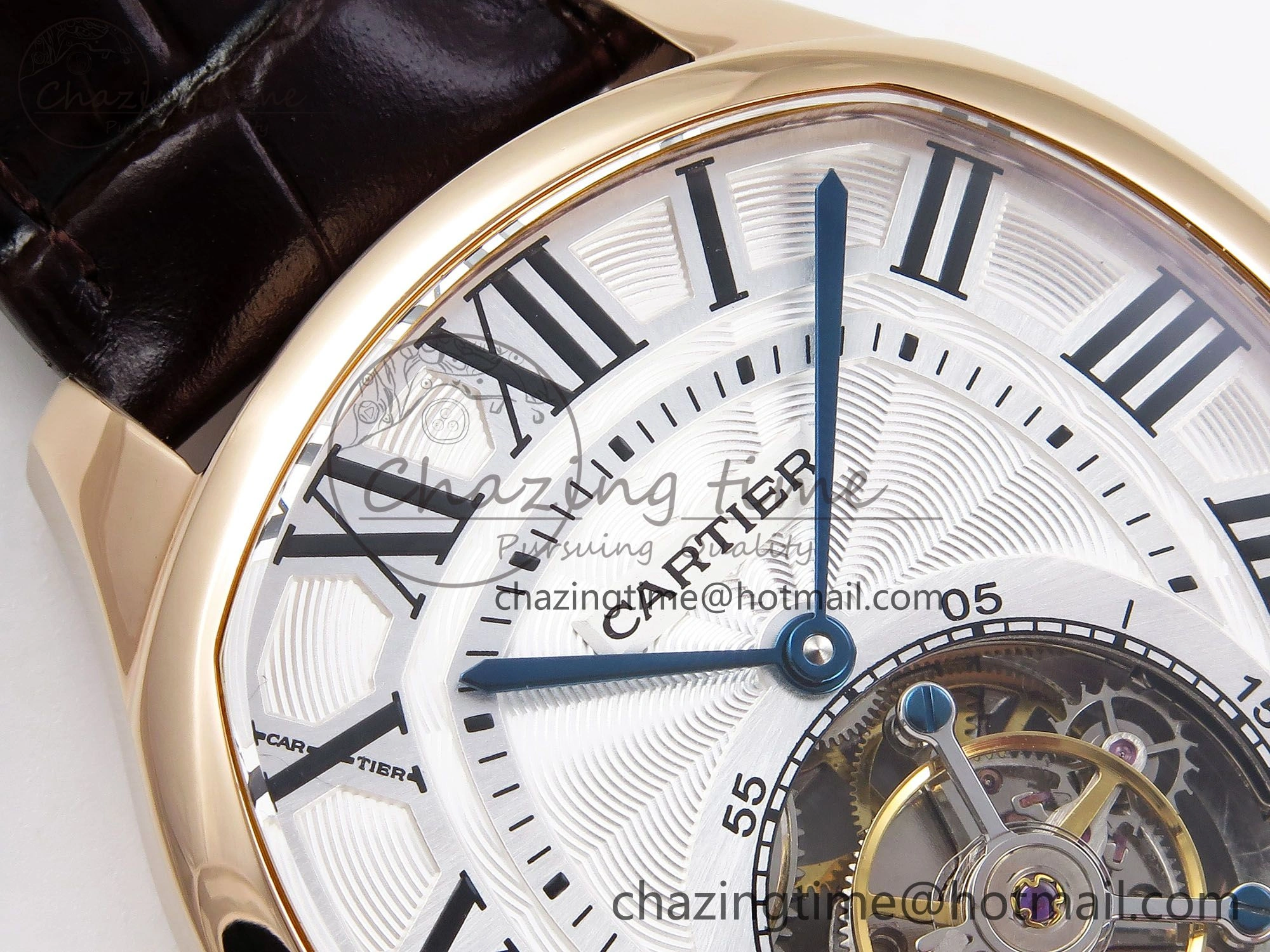 Drive De Cartier Flying Tourbillon RG RMS Best Edition White Dial on Brown Leather Strap
