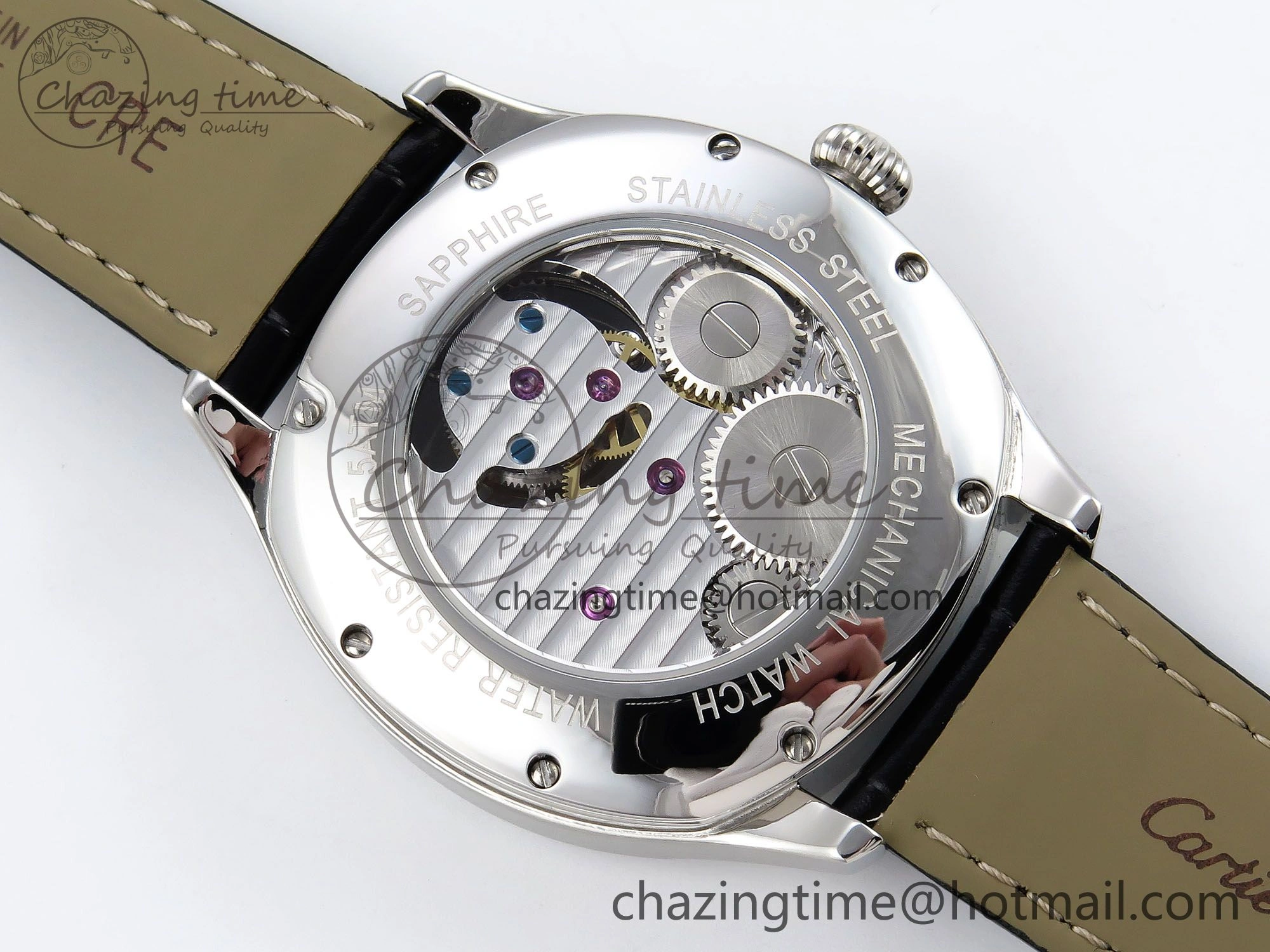 Drive De Cartier Flying Tourbillon SS RMS Best Edition Green Dial on Black Leather Strap