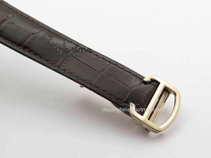 Drive De Cartier Tourbillon SS RG Best Edition Gray Textured Dial On Brown Leather Strap