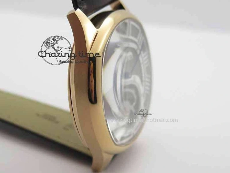 Drive De Cartier Tourbillon SS RG Best Edition Gray Textured Dial On Brown Leather Strap