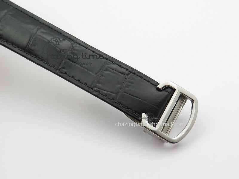 Drive De Cartier Tourbillon SS TF Best Edition Gray Textured Dial On Black Leather Strap