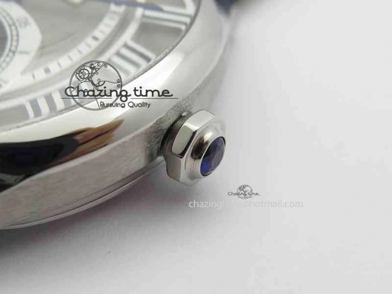 Drive De Cartier Tourbillon SS TF Best Edition Gray Textured Dial On Black Leather Strap