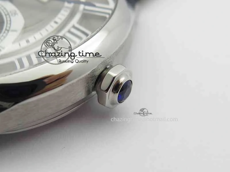 Drive De Cartier Tourbillon SS TF Best Edition Gray Textured Dial On Black Leather Strap