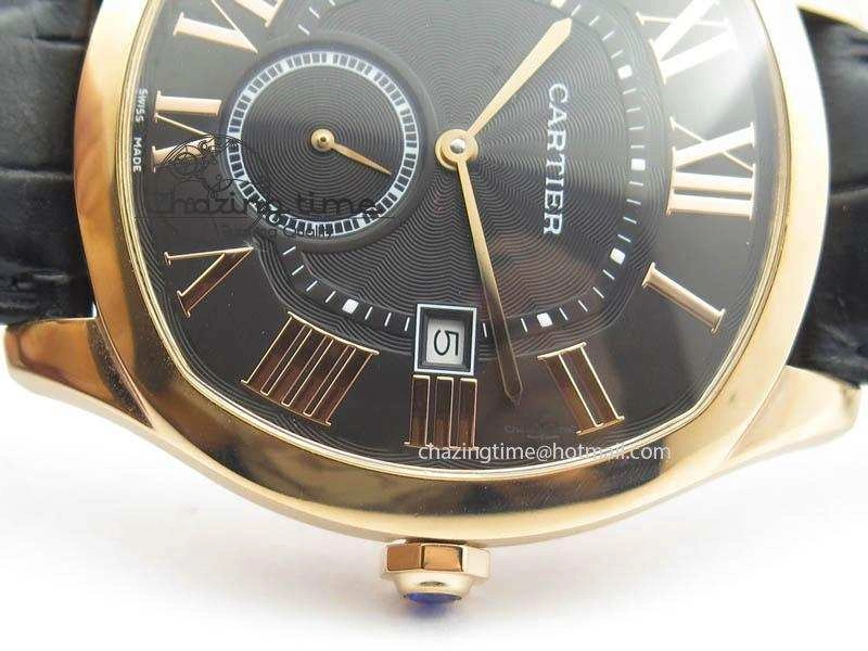 Drive de Cartier RG Best Edition Black Textured Dial On Black Leather Strap A23J(1904-PS MC)