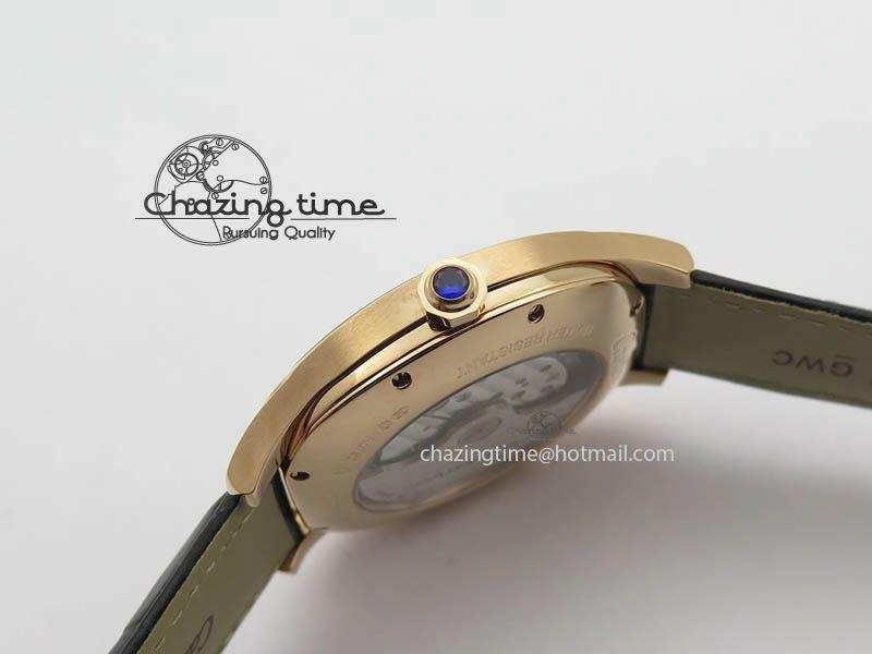 Drive de Cartier RG Best Edition Black Textured Dial On Black Leather Strap A23J(1904-PS MC)