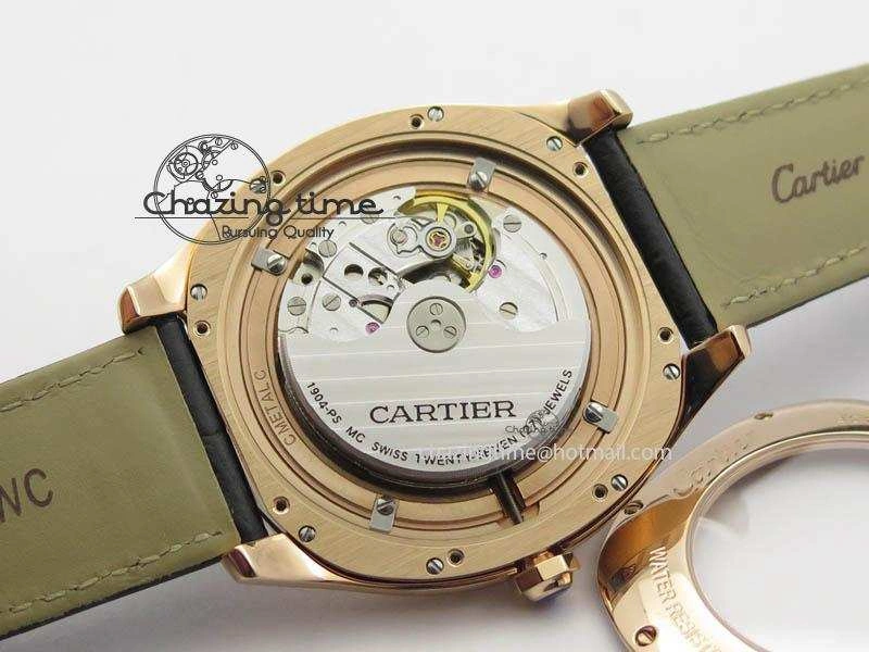 Drive de Cartier RG Best Edition Black Textured Dial On Black Leather Strap A23J(1904-PS MC)