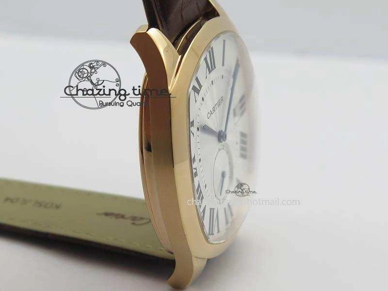 Drive de Cartier RG Best Edition White Textured Dial On Brown Leather Strap A23J(1904-PS MC)