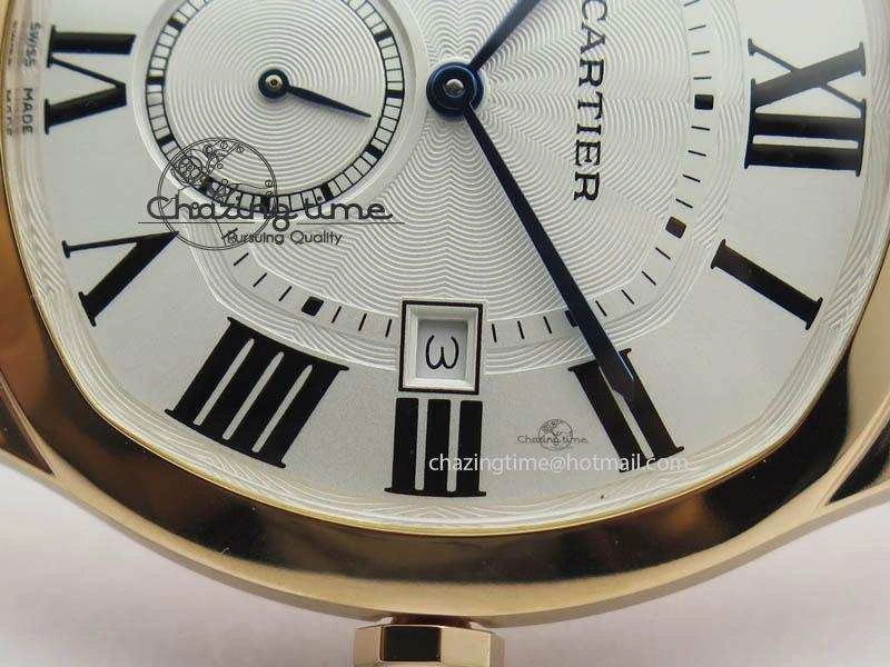 Drive de Cartier RG Best Edition White Textured Dial On Brown Leather Strap A23J(1904-PS MC)