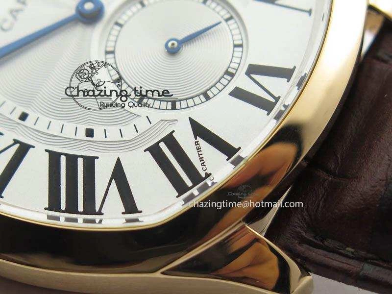 Drive de Cartier RG Best Edition White Textured Dial On Brown Leather Strap A23J(1904-PS MC)