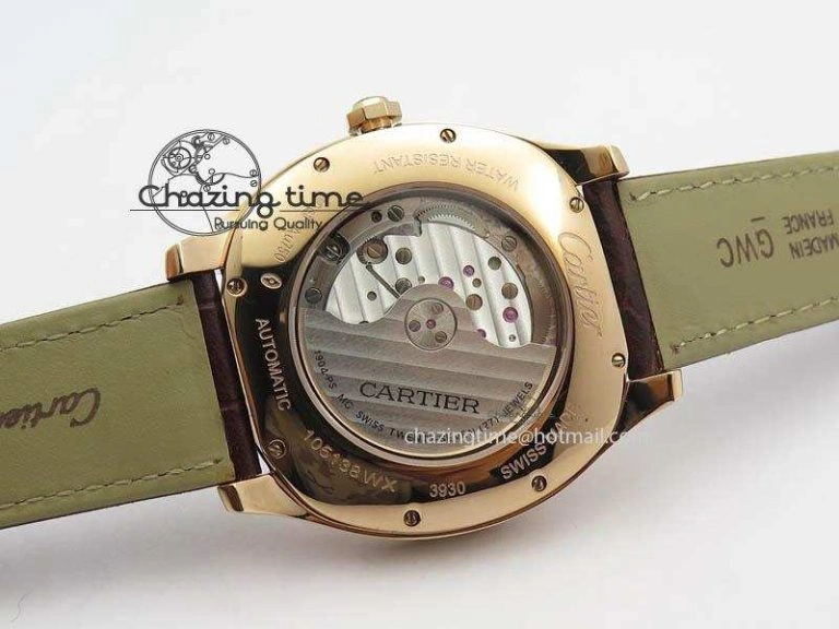 Drive de Cartier RG Best Edition White Textured Dial On Brown Leather Strap A23J(1904-PS MC)