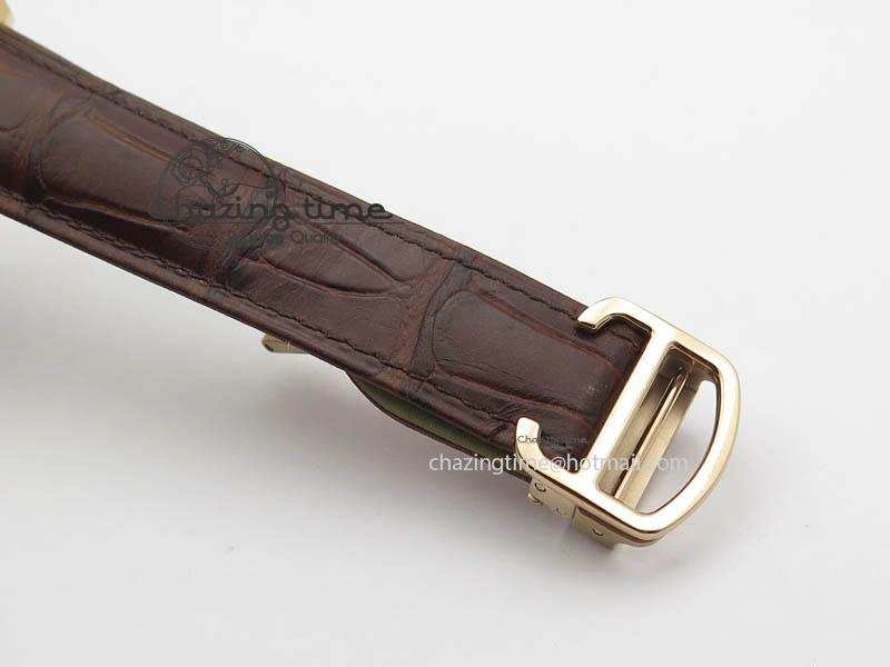 Drive de Cartier RG Best Edition White Textured Dial On Brown Leather Strap A23J(1904-PS MC)