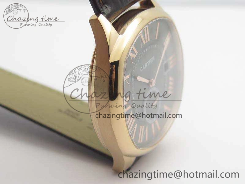 Drive de Cartier RG TF 1:1 Best Edition Gray Textured Dial On Brown Leather Strap A23J