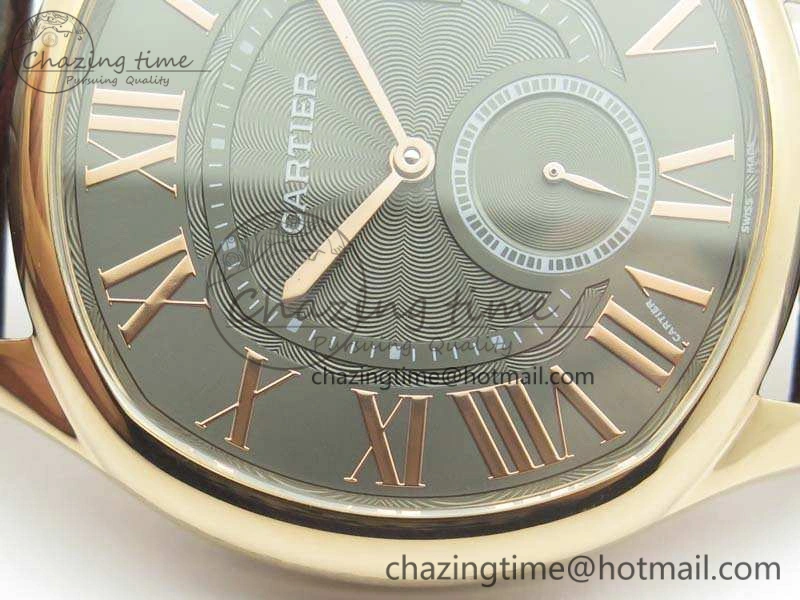 Drive de Cartier RG TF 1:1 Best Edition Gray Textured Dial On Brown Leather Strap A23J