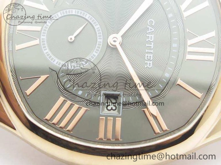 Drive de Cartier RG TF 1:1 Best Edition Gray Textured Dial On Brown Leather Strap A23J