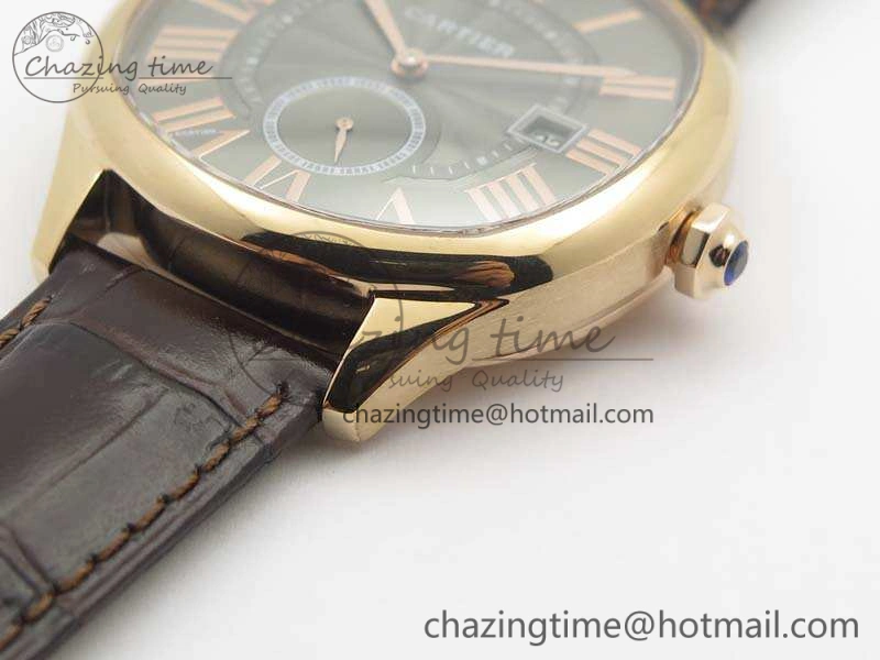 Drive de Cartier RG TF 1:1 Best Edition Gray Textured Dial On Brown Leather Strap A23J
