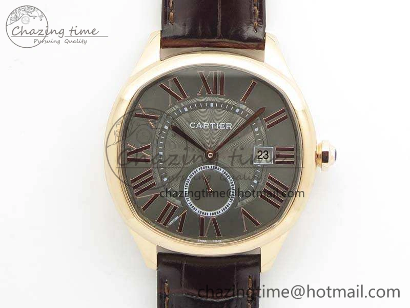 Drive de Cartier RG TF 1:1 Best Edition Gray Textured Dial On Brown Leather Strap A23J
