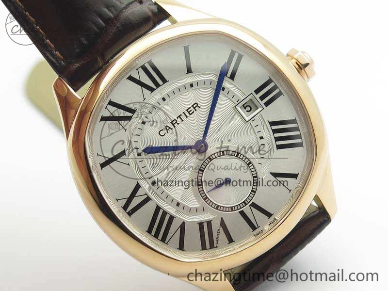 Drive de Cartier RG TF 1:1 Best Edition White Textured Dial On Brown Leather Strap A23J