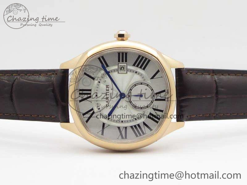 Drive de Cartier RG TF 1:1 Best Edition White Textured Dial On Brown Leather Strap A23J