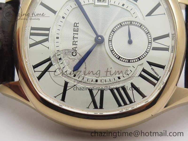 Drive de Cartier RG TF 1:1 Best Edition White Textured Dial On Brown Leather Strap A23J