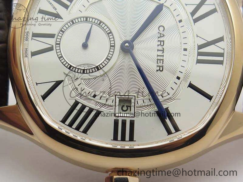 Drive de Cartier RG TF 1:1 Best Edition White Textured Dial On Brown Leather Strap A23J