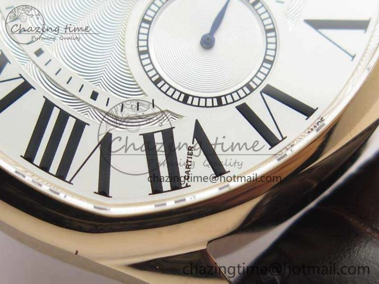 Drive de Cartier RG TF 1:1 Best Edition White Textured Dial On Brown Leather Strap A23J
