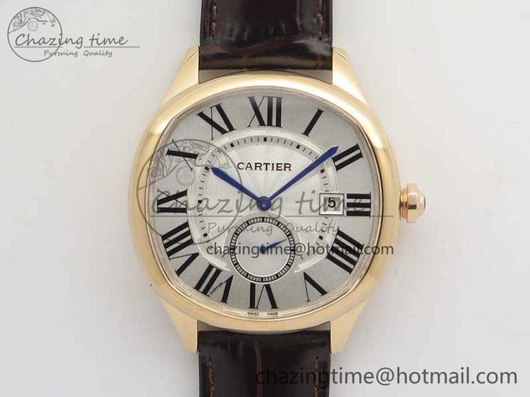 Drive de Cartier RG TF 1:1 Best Edition White Textured Dial On Brown Leather Strap A23J