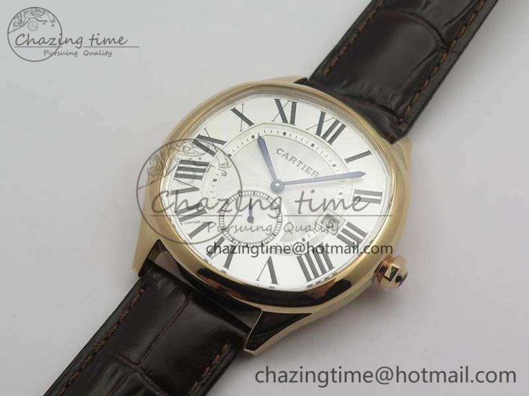 Drive de Cartier RG TF 1:1 Best Edition White Textured Dial On Brown Leather Strap A23J