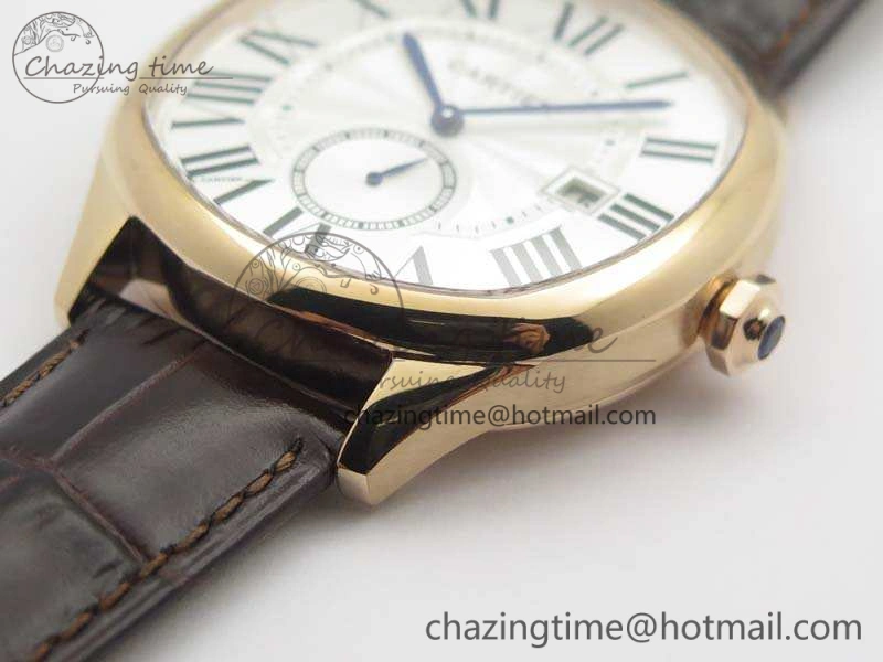 Drive de Cartier RG TF 1:1 Best Edition White Textured Dial On Brown Leather Strap A23J
