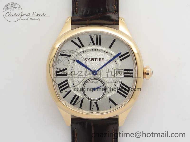 Drive de Cartier RG TF 1:1 Best Edition White Textured Dial On Brown Leather Strap A23J