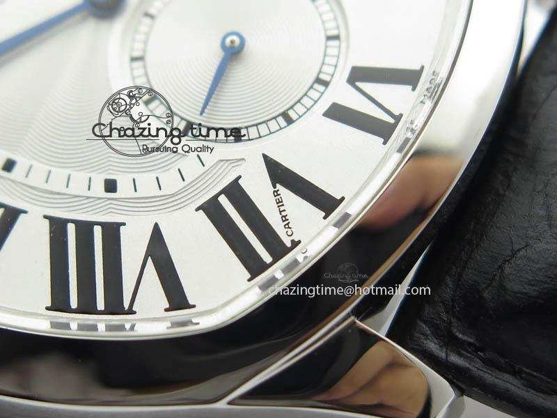 Drive de Cartier SS Best Edition White Textured Dial On Black Leather Strap A23J(1904-PS MC)