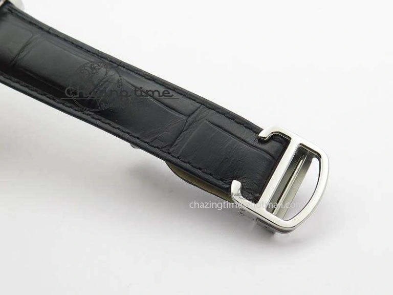 Drive de Cartier SS Best Edition White Textured Dial On Black Leather Strap A23J(1904-PS MC)