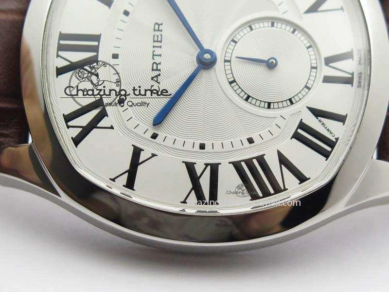 Drive de Cartier SS Best Edition White Textured Dial On Brown Leather Strap A23J(1904-PS MC)