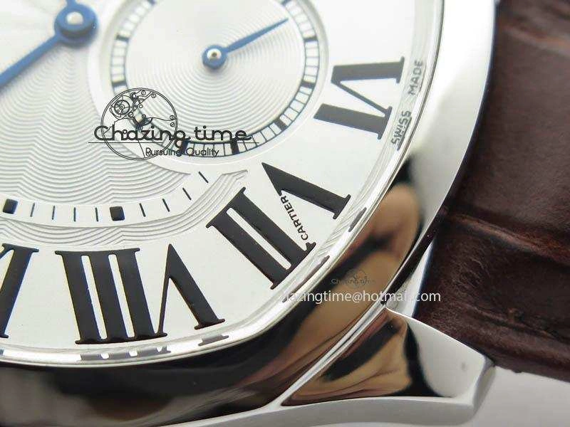 Drive de Cartier SS Best Edition White Textured Dial On Brown Leather Strap A23J(1904-PS MC)