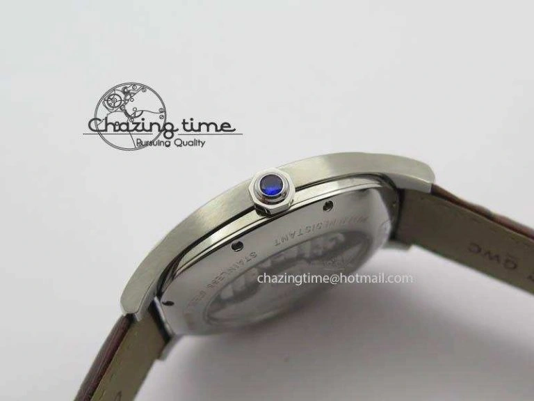 Drive de Cartier SS Best Edition White Textured Dial On Brown Leather Strap A23J(1904-PS MC)