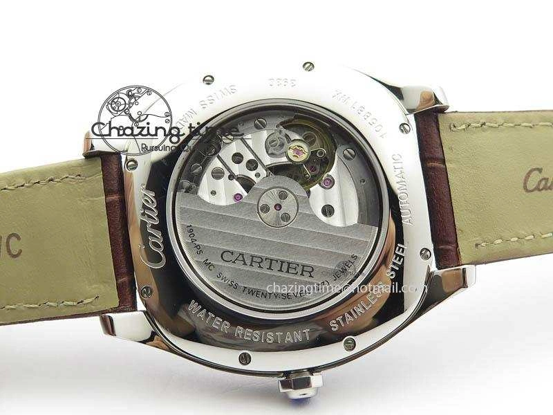 Drive de Cartier SS Best Edition White Textured Dial On Brown Leather Strap A23J(1904-PS MC)