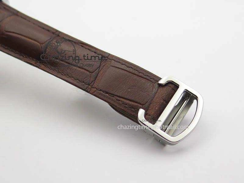 Drive de Cartier SS Best Edition White Textured Dial On Brown Leather Strap A23J(1904-PS MC)