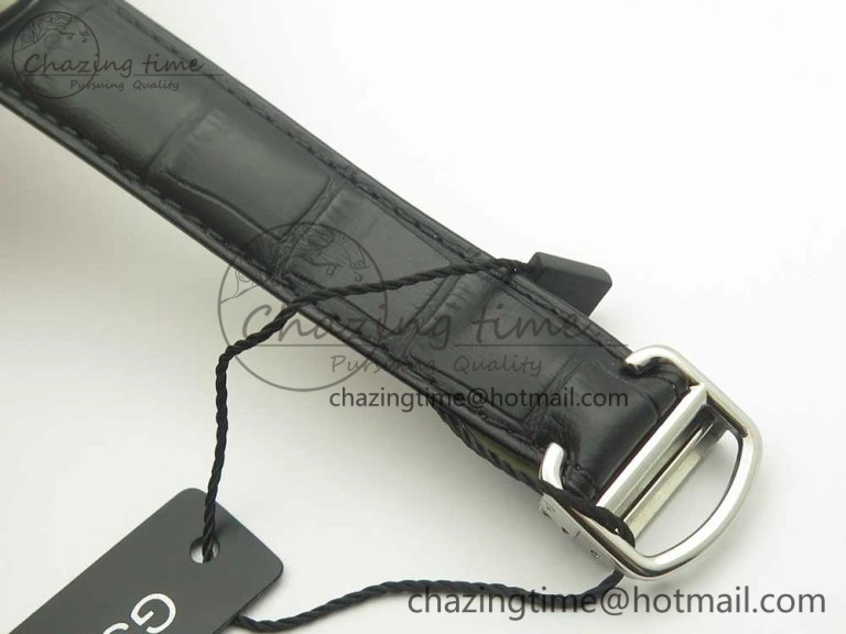 Drive de Cartier SS GSF 1:1 Best Edition White Textured Dial on Black Leather Strap A23J