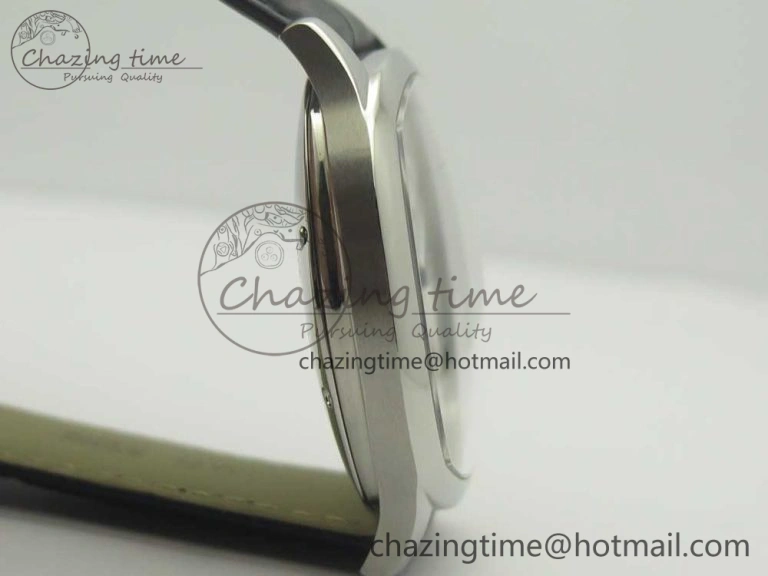 Drive de Cartier SS GSF 1:1 Best Edition White Textured Dial on Black Leather Strap A23J