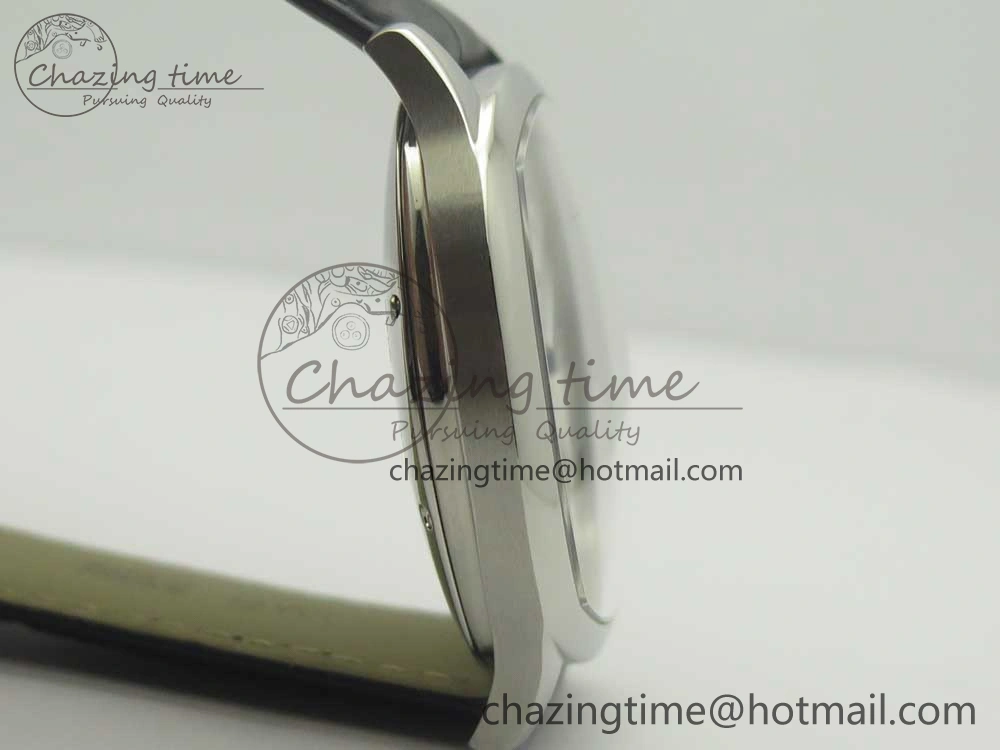 Drive de Cartier SS GSF 1:1 Best Edition White Textured Dial on Black Leather Strap A23J