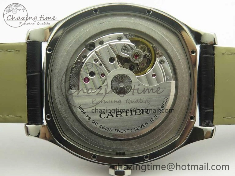 Drive de Cartier SS GSF 1:1 Best Edition White Textured Dial on Black Leather Strap A23J
