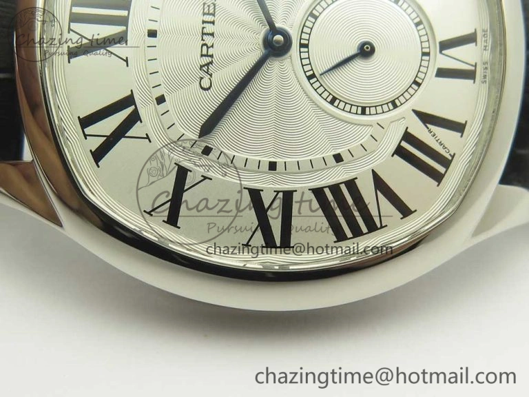 Drive de Cartier SS GSF 1:1 Best Edition White Textured Dial on Black Leather Strap A23J