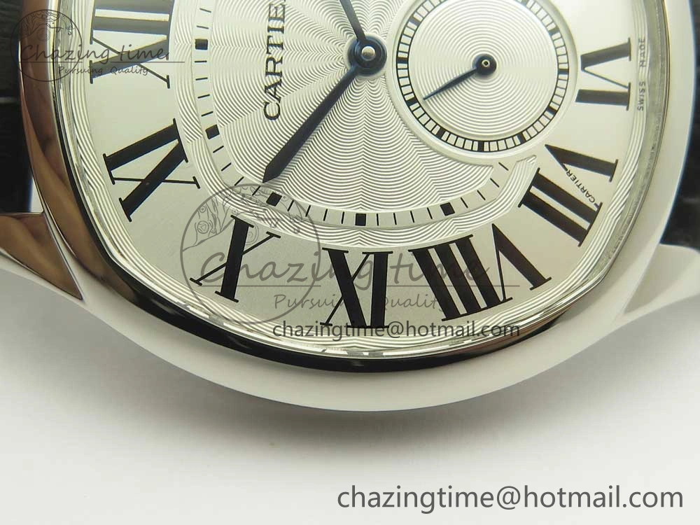 Drive de Cartier SS GSF 1:1 Best Edition White Textured Dial on Black Leather Strap A23J