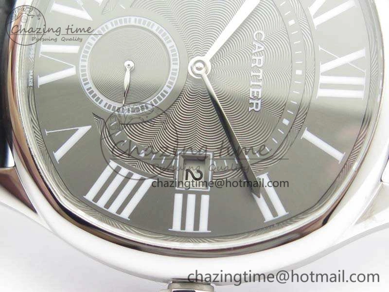 Drive de Cartier SS TF 1:1 Best Edition Gray Textured Dial On Black Leather Strap A23J