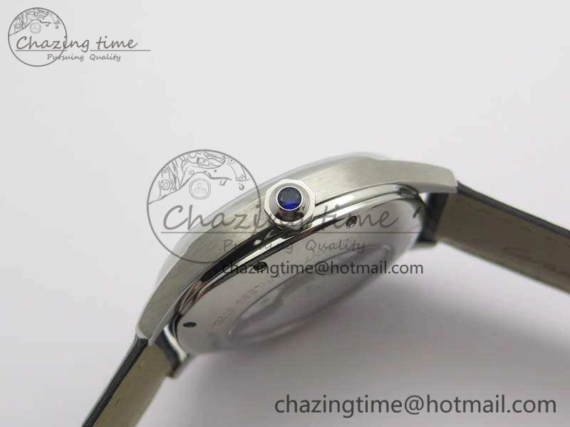 Drive de Cartier SS TF 1:1 Best Edition Gray Textured Dial On Black Leather Strap A23J