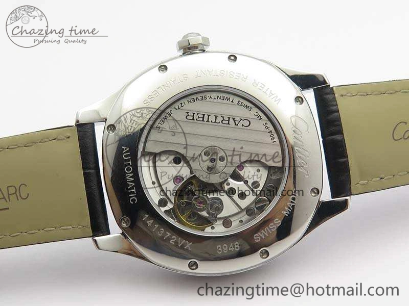 Drive de Cartier SS TF 1:1 Best Edition Gray Textured Dial On Black Leather Strap A23J