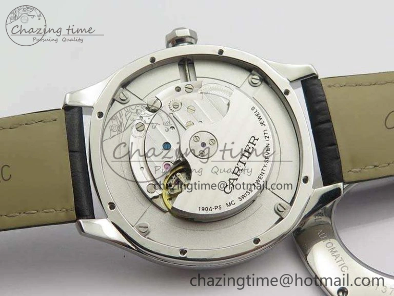 Drive de Cartier SS TF 1:1 Best Edition Gray Textured Dial On Black Leather Strap A23J