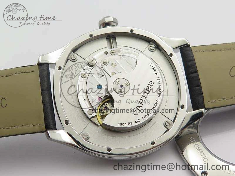 Drive de Cartier SS TF 1:1 Best Edition Gray Textured Dial On Black Leather Strap A23J