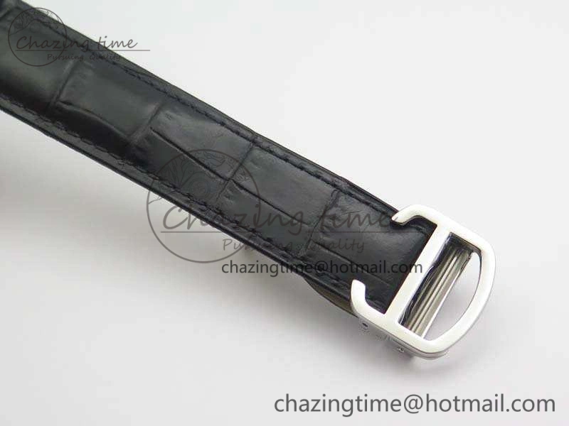 Drive de Cartier SS TF 1:1 Best Edition Gray Textured Dial On Black Leather Strap A23J