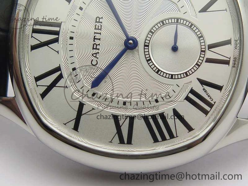 Drive de Cartier SS TF 1:1 Best Edition White Textured Dial On Black Leather Strap A23J